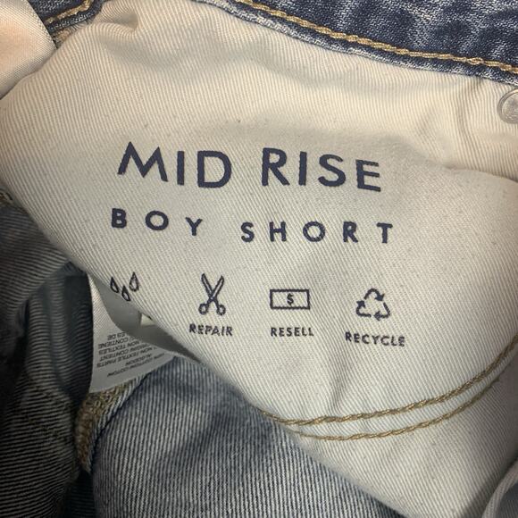 Lucky Shorts Women 6/28 Denim Mid-rise Boy Cut-Off Raw Edge Distressed Blue Jean - Picture 6 of 11